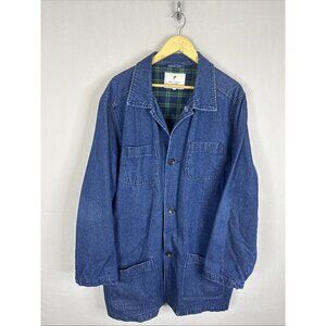 Lee Valley Denim Chore Coat Men 3XL‎ XXXL Blue Jean Jacket Plaid Lined Workwear